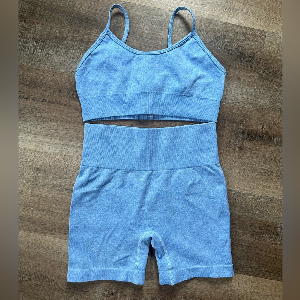Amazon matching biker shorts and sports bra set
